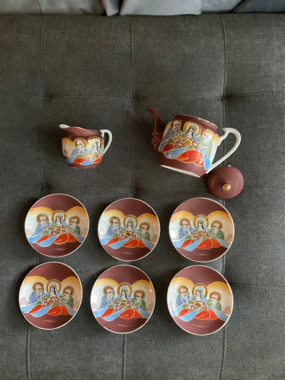EUC Vintage Japanese Satsuma Dragonware Hand Painted Tea Set